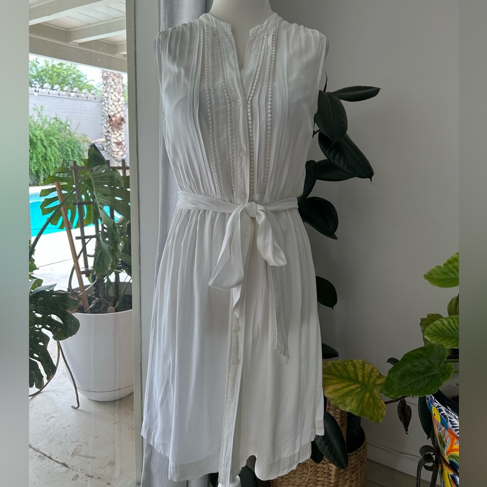 LOFT White Sleeveless Button Up Dress 4